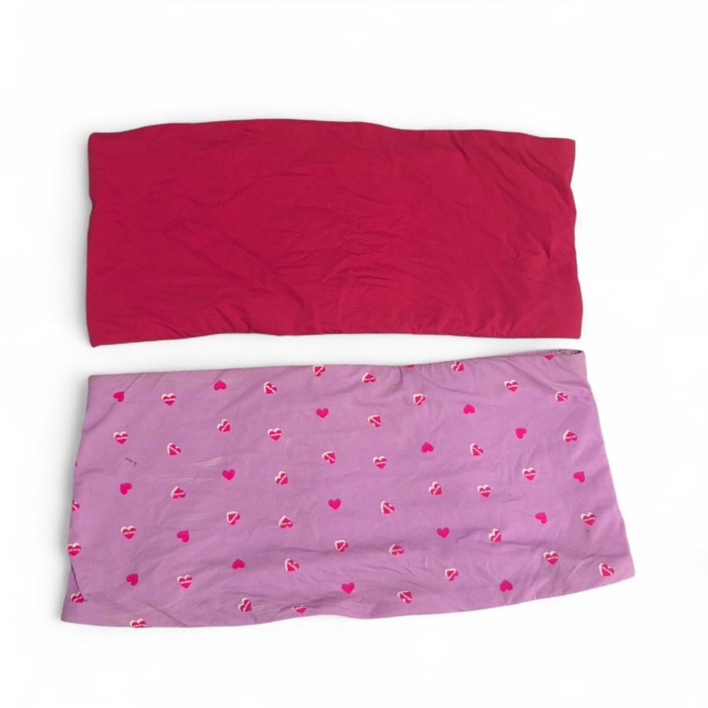 SKIMS Bandeau Set Hot Pink and Pink Heart Print